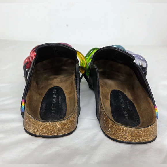 Kurt Geiger Size Ozark Rainbow Chain Mules Slider Clogs In Black - Picture 5 of 9